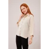 Kol Katlama Detaylı Bej Gömlek
