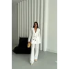 MODAL 4 DÜĞME ASTARSIZ CEKET - PANTOLON TAKIM - Beyaz