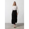 Pamuklu Beli Lastikli Etek - Siyah