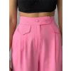 PANTOLON KAPALI CEP 3 DÜĞME DETAYLI - Pembe