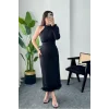 Siyah Eteği Tüllü Tek Kol Elbise