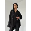 Siyah Taş İşlemeli Gömlek
