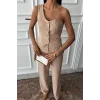 Tek Omuz Büstiyer Plazzo Pantolon Viscon Takım 10159