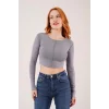 Ters Dikişli Basic Antrasit Body Bluz