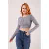 Ters Dikişli Basic Antrasit Body Bluz