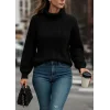 Uzun Kollu Yarı Balıkçı Yaka Triko Bluz