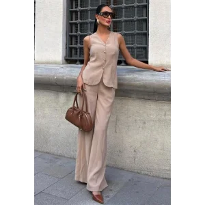 Arkası Bağcıklı Yelek Plazza Pantolon Modal Takım 10202-08