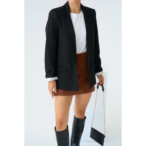 Astarı Çizgili Ceket - Siyah