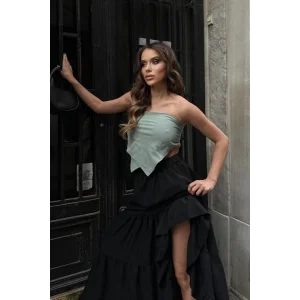 Audrey Fıfrlı Yırtmaç Detay Etek 4037