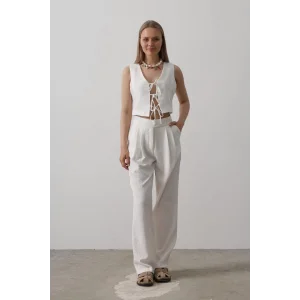 Bağlamalı Yelek - Beyaz