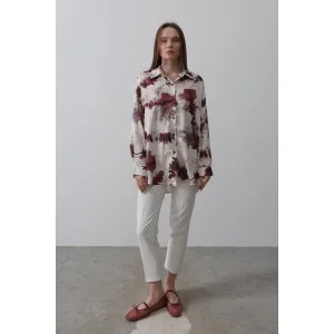 Baskılı Gömlek - Bordo