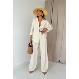 Bej Jakar Petek Gömlek Ve Pantolon Takım