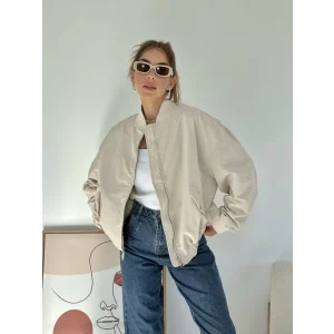 Bej Parçalı Bomber Ceket