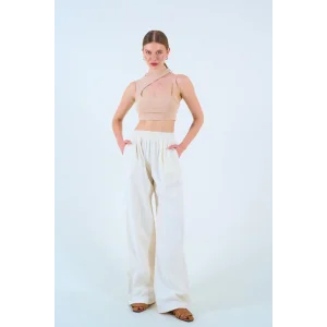 Beli Lastikli Palazo Pantolon - Taş