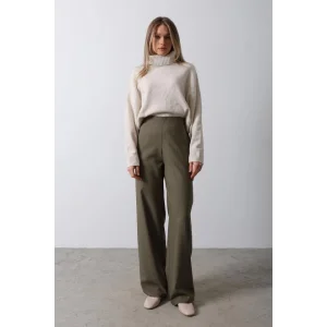 Beli Yarım Lastikli Palazzo Pantolon - Haki