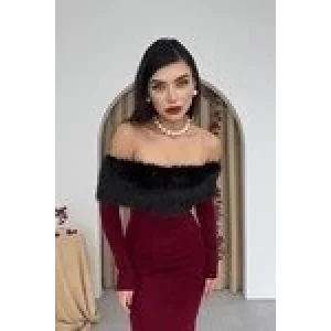 Bestia Straplez Tüy Detaylı Elbise