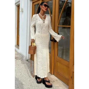 Birit Detaylı Ajurlu Elbise 2838