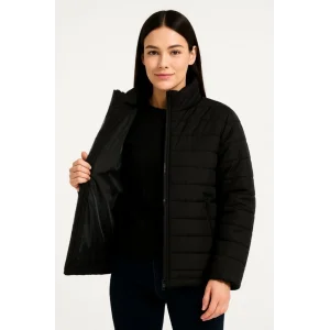 Bomber Mont Ceket – Su İtici Kumaş, Kapitone Astarlı, Fermuarlı, Kışlık - Siyah