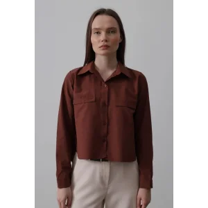 Cepli Uzun Kol Gömlek - Koyu Kahve