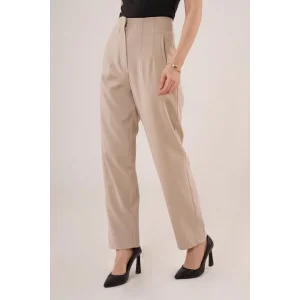 Çift Pens Detaylı Krem Pantolon