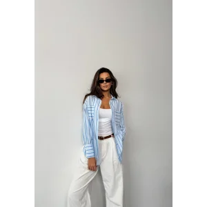 ÇİZGİLİ GÖMLEK - Mavi