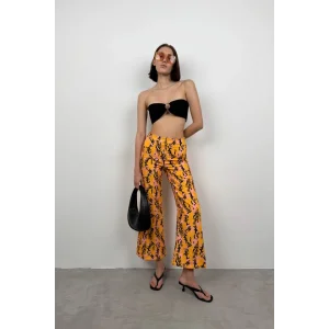 Desenli Boru Paça Pantolon