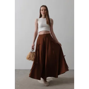 Fiyonk Kloş Etek - Kahve