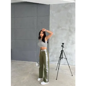 GABARDİN PALAZZO PANTOLON - Haki