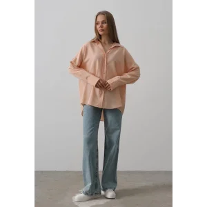 Geniş Manşet Detaylı Gömlek - Açık Somon