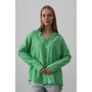 Geniş Manşet Detaylı Gömlek - A.Yeşil