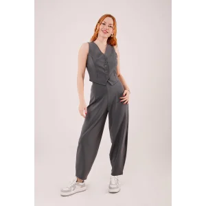 Havuç Kesim Gri Pantolon