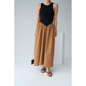 İki Renkli Elbise - Siyah-Taba