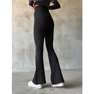 İspanyol Paça Yüksek Bel Tayt - Siyah