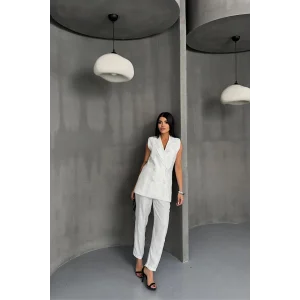 JAKAR KUMAŞ YELEK - PANTOLON TAKIM - Beyaz