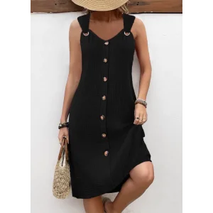 Kadın Askılı V Yakalı önden Düğmeli Narin Elbise