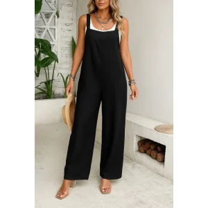 Kadın Askılı Yandan Fermuarlı Geniş Paçalı Valencia Tulum