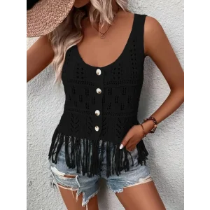 Kadın Askılı Yuvarlak Yaka önden Düğmelipüsküllü Triko Bluz