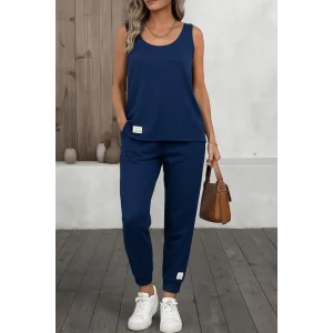 Kadın Askılı Yuvarlak Yaka Viskon Iki Iplik Bluz Ve Eşofman Altı Ikili Takım