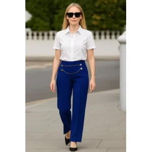 Kadın Beli Zincir Detay Ithal Krep Pantolon