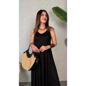 Kadın çan Dokuma Kumaş V Yaka Asimetrik Kesim Elbise