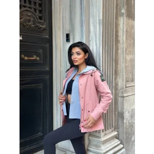 Kadın Ek Parça Kapüşon Kol Arma Detay Gabardin Ceket