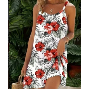 Kadın Ip Askılı çiçek Desenli Süprem Elbise