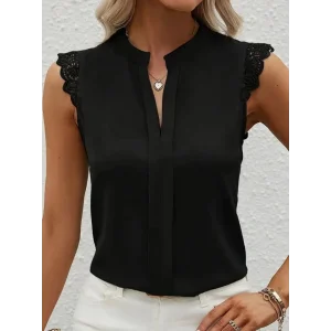 Kadın Kısa Dantel Kollu Hakim Yaka Ithal Krep Bluz