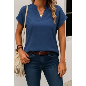 Kadın Kısa Kollu Hakim Yaka Sofya Bluz