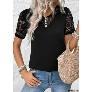 Kadın Kısa Kollu V Yakalı önden Düğmeli Viskon Bluz