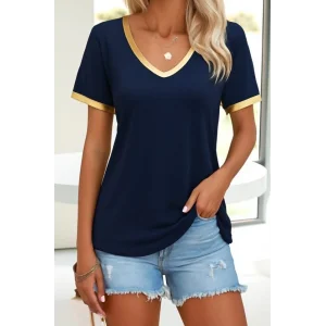 Kadın Kısa Kollu V Yakalı Viskon Bluz