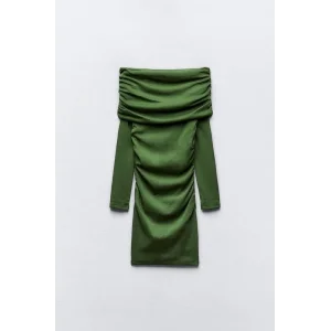 Kadın Madonna Mendil Yaka Fırsat ürün Büzgülü Mini Elbise