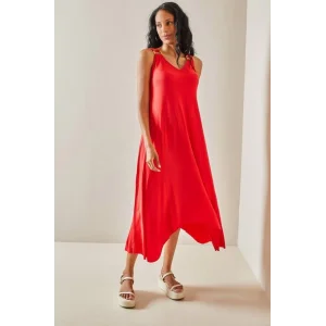 Kadın Omuz Askılı Toka Detay Maxi Boy Elbise