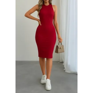 Kadın Omuzlardan Açık Bisiklet Yaka Janjan Krep Elbise