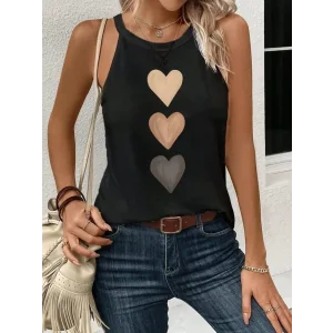 Kadın Omuzlardan Açık Boyundan Askılı Kalp Baskılı Viskon Bluz